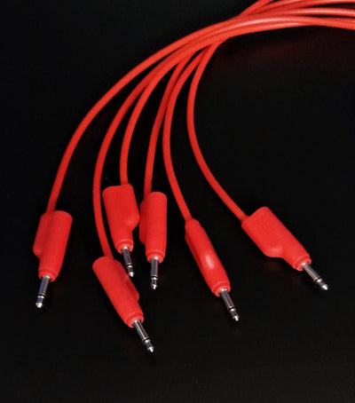 Stackable Patch Cable for Eurorack in Packs of 5 - Red